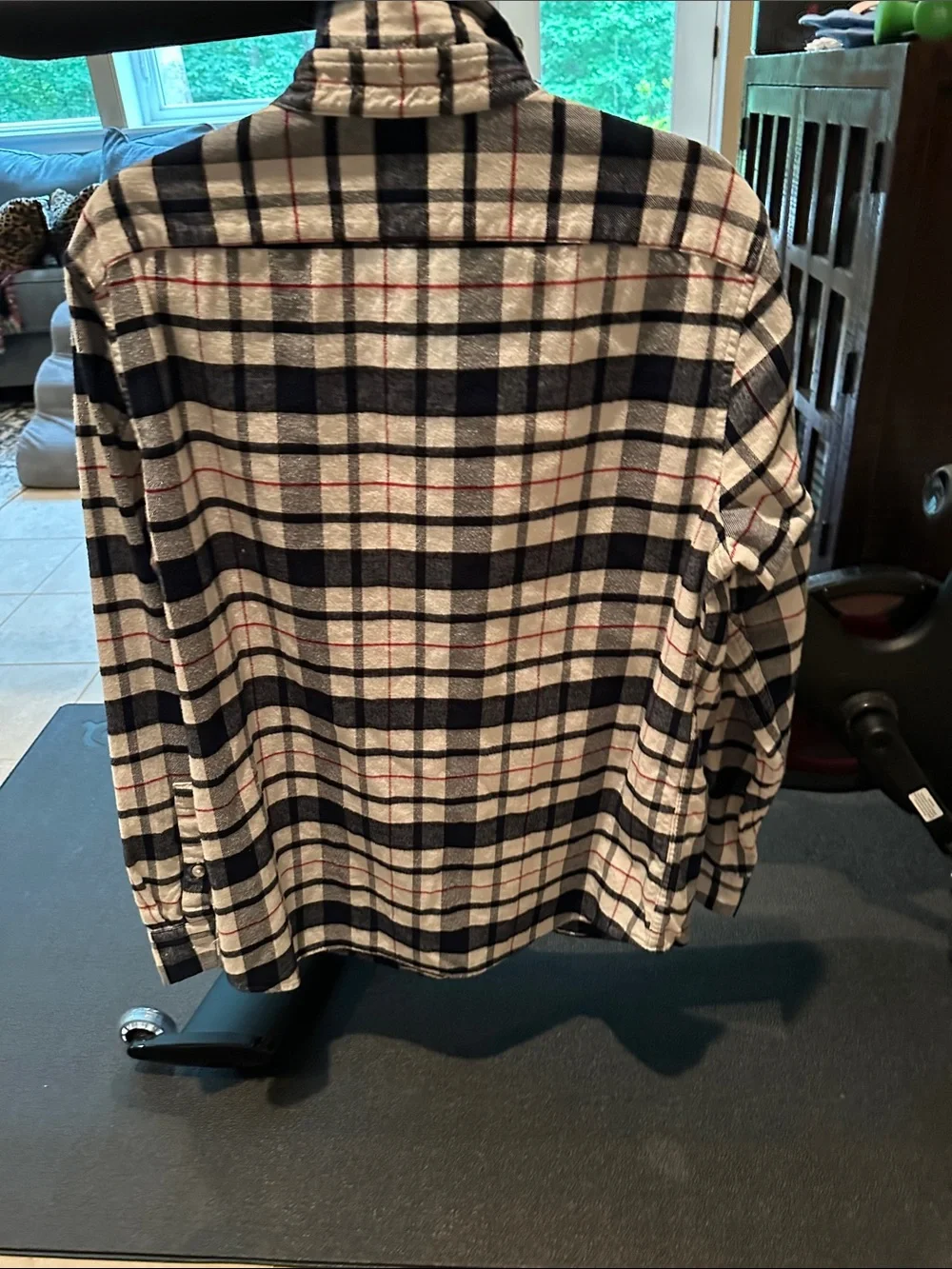 Banana Republic Navy/Black, White & Red Plaid Flannel Shirt